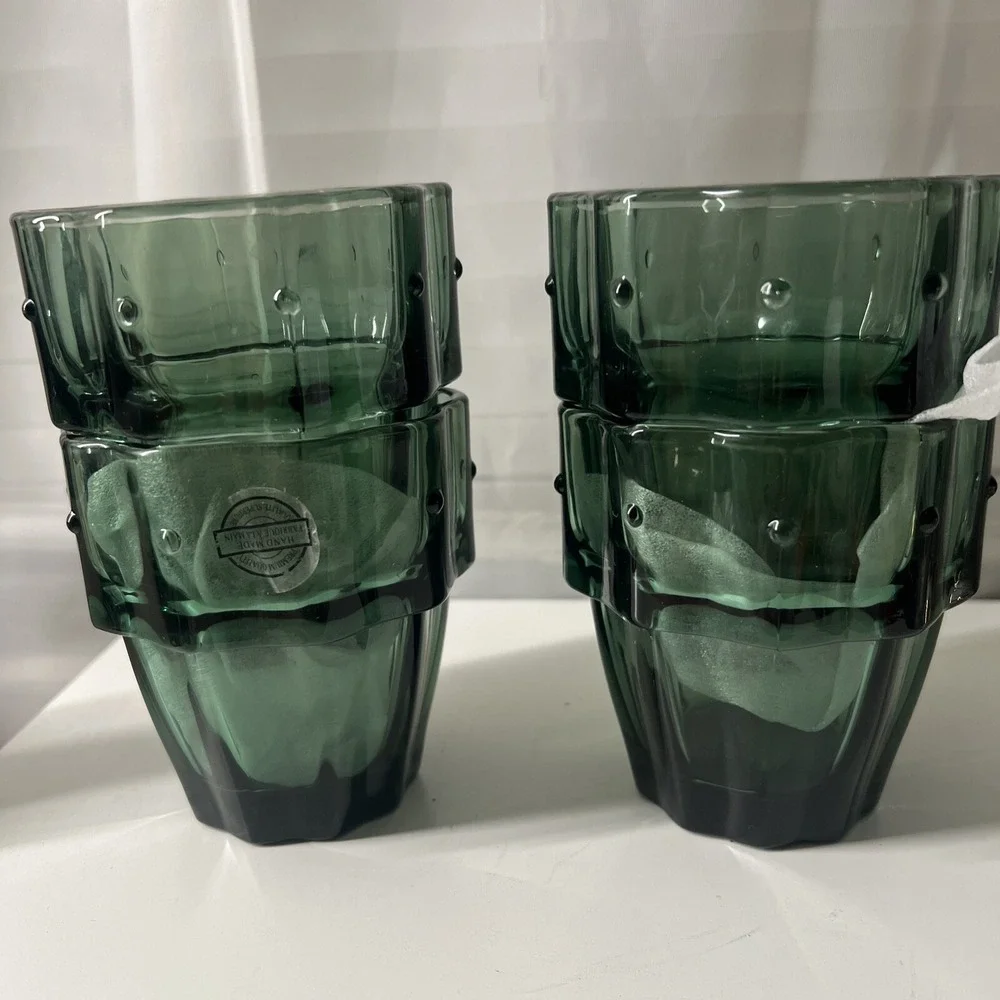 CACTUS 4 Stacking Glasses CUPS Green Unique Drinking Nesting